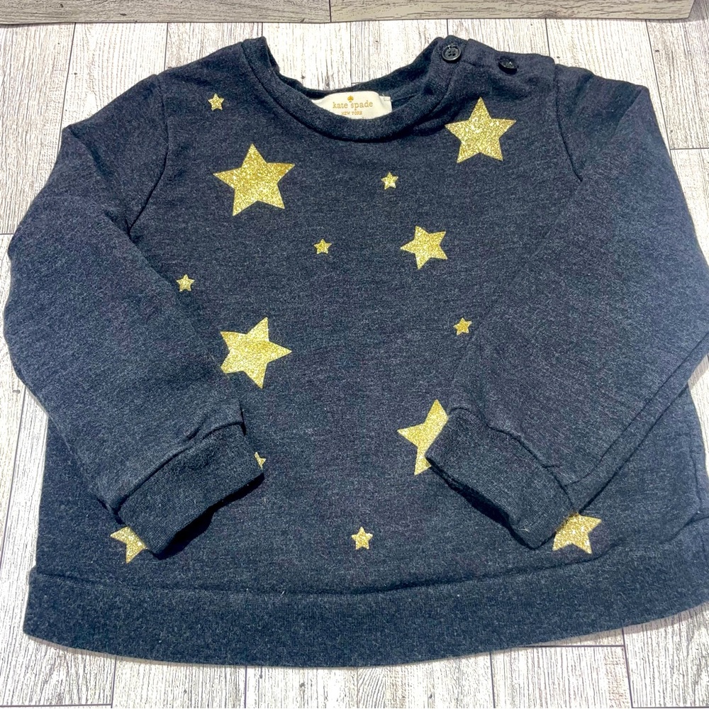 Kate Spade Girls Baby Toddler Glitter Stars Pullover Sweater Size 18 Months